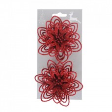 Craciunite pentru brad, 2 buc/ set glitter rosu, dimensiune 10cm