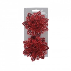 Craciunite pentru brad, set 2 buc, glitter rosu, dimensiune 10cm