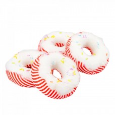 Decoratiune brad in forma de felie de tort, culoare alb cu rosu, dimensiune: 11.5x11.5x4.5cm, 4 buc/ set, MI-579