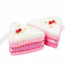 Decoratiune brad in forma de felie de tort, culoare roz, dimensiune: 11x9x7cm, 2 buc/set, MI-523