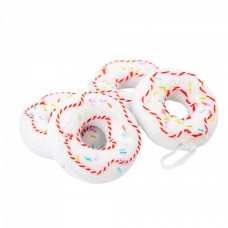 Decoratiune brad in forma de gogoasa, culoare alb cu rosu, dimensiune: 11.5x11.5x4.5 cm, 4 buc/ set, MI-582