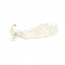 Decoratiune brad in forma de Paun, culoare alb, dimensiune: 20x59x24cm, MI-576