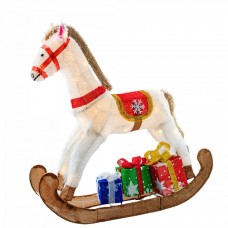 Decoratiune Craciun pe cadru de sarma cu material textil si leduri, dimensiune 90x20x90 cm,60 led-uri, lumina calda, cu jocuri de lumini, alimentare la priza, MI-712