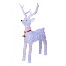 Decoratiune de exterior cu lumini Ren din acril cu instalatie de lumini , dimensiune 130cm, 8 jocuri de lumini, cablu de alimentare 3m, culoare alb, HB-1100