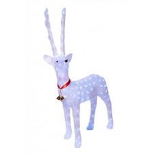 Decoratiune de exterior , Ren din acril, dimensiune produs 100cm, culoare alb, 144 Led-uri, 8 jocuri de lumini, cablu de alimentare 3 m