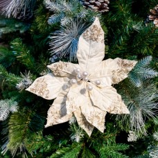 Decoratiune pentru brad in forma de floare, culoare alb, dimensiune 29 cm, MI-1075