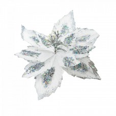 Decoratiune pentru brad in forma de floare, culoare alb, dimensiune 42 cm, MI-1060