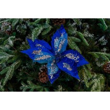 Decoratiune pentru brad in forma de floare, culoare albastru, dimensiune 25x 15 cm, HB-509