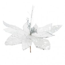 Decoratiune pentru brad in forma de floare, culoare argintiu, dimensiune 25.5 cm, MI-1078