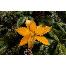 Decoratiune pentru brad in forma de floare, culoare aruriu, dimensiune 30 cm, HB-521