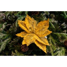 Decoratiune pentru brad in forma de floare, culoare auriu, dimensiune 25x 15 cm, HB-511