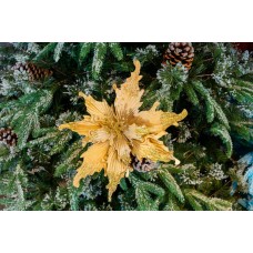 Decoratiune pentru brad in forma de floare, culoare auriu, dimensiune 29x40cm, HB-539
