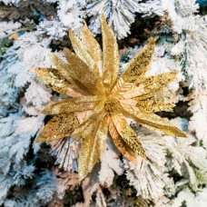 Decoratiune pentru brad in forma de floare, culoare auriu, dimensiune 35 cm, MI-1081