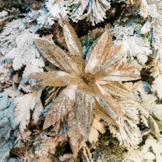 Decoratiune pentru brad in forma de floare, culoare auriu, dimensiune 35 cm, MI-1082