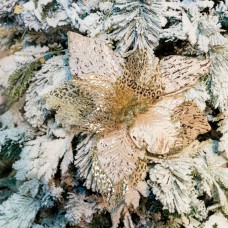 Decoratiune pentru brad in forma de floare, culoare auriu, dimensiune 43 cm, MI-1077