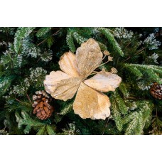 Decoratiune pentru brad in forma de floare, culoare crem, dimensiune 30x40cm, HB-528