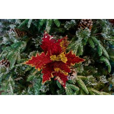 Decoratiune pentru brad in forma de floare, culoare grena, dimensiune 29x40cm, HB-538