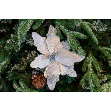 Decoratiune pentru brad in forma de floare, culoare gri, dimensiune 24x15 cm, HB-517