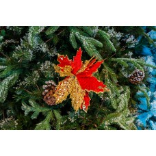 Decoratiune pentru brad in forma de floare, culoare rosu, dimensiune 30x40cm, HB-537