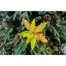 Decoratiune pentru brad in forma de floare, culoare verde, dimensiune 27x40cm, HB-530