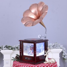 Felinar Muzical cu led si zapada artificiala in forma de Magnetofon, telecomanda si usb, dimensiune produs 37*21*59cm, alimentare priza , BL1200