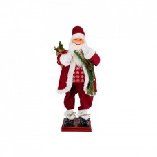 Mos Craciun muzical cu miscare lenta, cuoare rosu, dimensiune 130 cm, alimentare la priza HB-1001-130