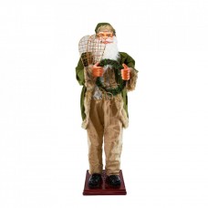 Mos Craciun muzical cu miscare lenta, cuoare verde, dimensiune 180 cm, alimentare la priza HB-1002-180