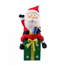 Mos Craciun pe cadru de sarma cu material textil si leduri, dimensiune 40x25x85 cm, 50 led-uri lumina calda,cu jocuri de lumini, alimentare la priza, MI-705