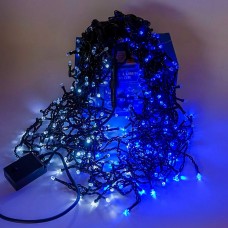 Perdea franjuri de exterior , Led-uri, Lumina rece si Albastra, 5m L, Interconectabila cu joc de lumini, fir verde, BL-360G-WB