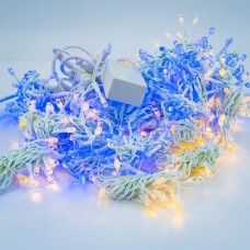 Perdea Lumini de exterior, 4m x 5m, 1200 Led Lumina Calda cu Albastru, joc de lumini, interconectabila, fir alb, SW-1200W-CLD-B