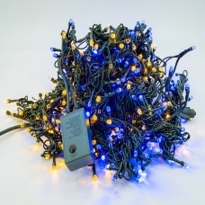 Perdea Lumini de exterior, 4m x 5m, 1200 Led Lumina Calda cu Albastru, joc de lumini, interconectabila, fir verde, SW-1200G-CLD-B