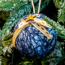 Set 5 globuri din polistiren, culoare albastru, diametru 10cm, BL-6020DB