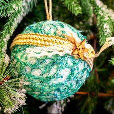 Set 5 globuri din polistiren, culoare turcoaz, diametru 10cm, BL-6020T